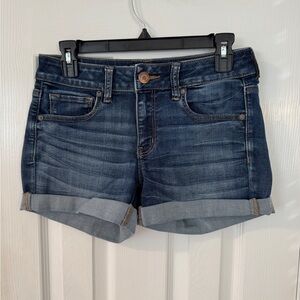 American Eagle AEO Denim X Café Midi Super Stretch Denim Shorts Women’s 8